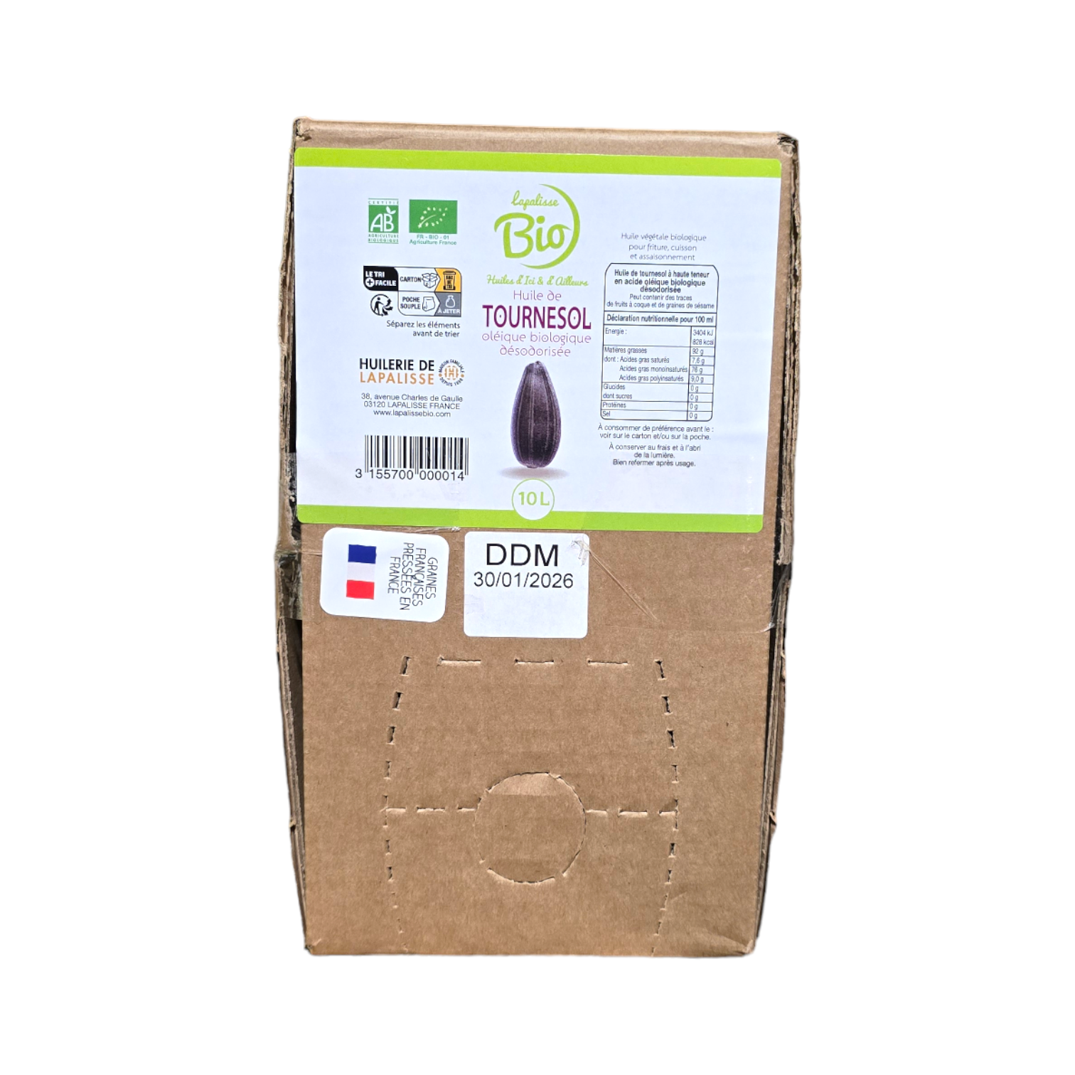 Huile vierge de tournesol Bio désodorisée France (1l)